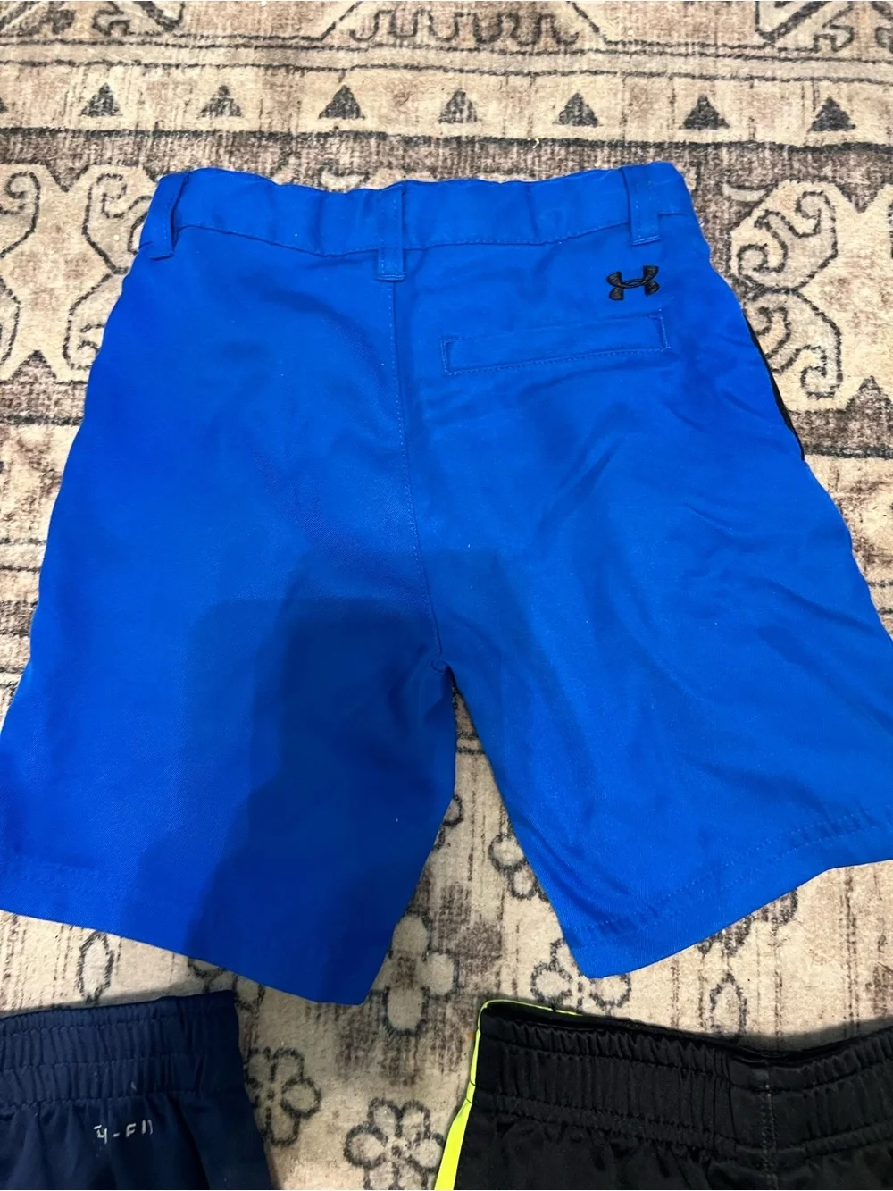Nike boys Athletic Shorts Set - Royal Blue, Navy/Orange, Black/Neon Yellow